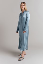 Thea Satin Maxi Shirt Dress