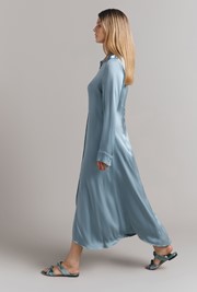 Thea Satin Maxi Shirt Dress