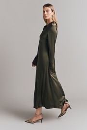 Thea Satin Maxi Shirt Dress