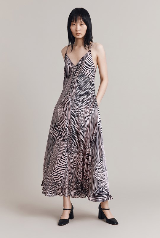 Florrie Zebra Satin Maxi Slip Dress