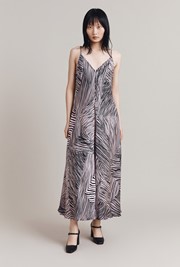 Florrie Zebra Satin Maxi Slip Dress