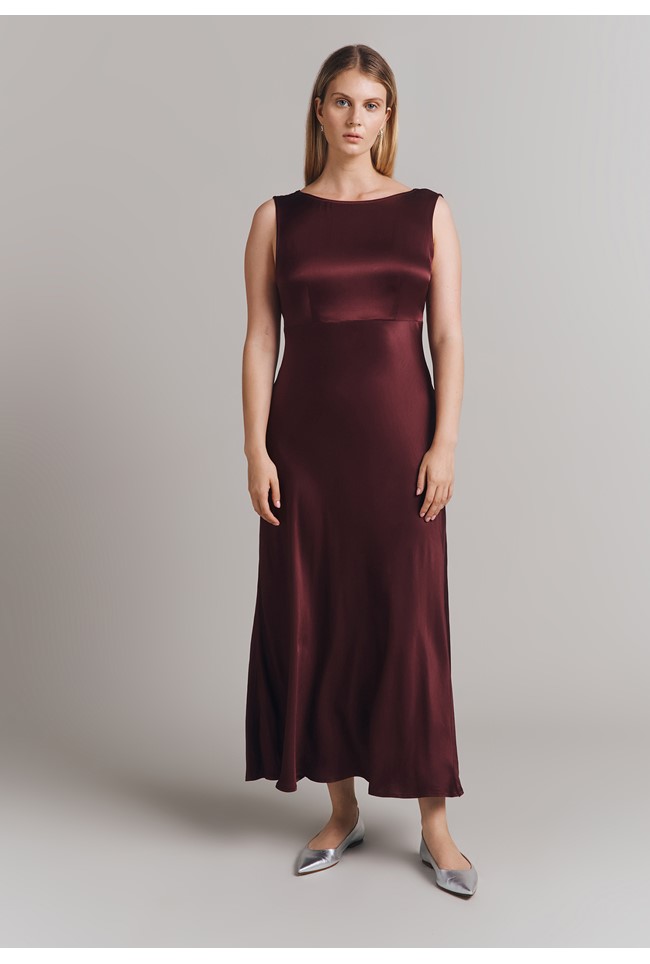 Aurelie Satin Midi Dress