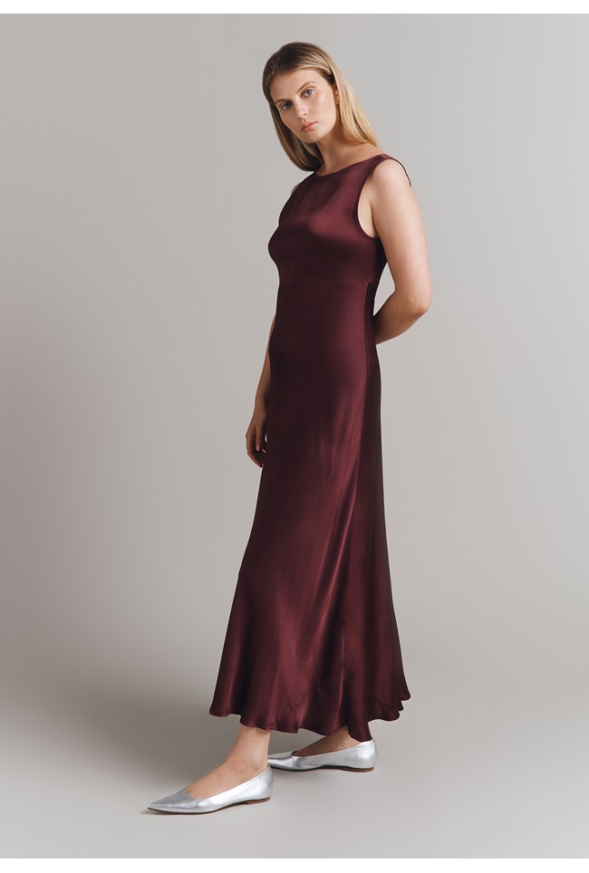 Aurelie Satin Midi Dress