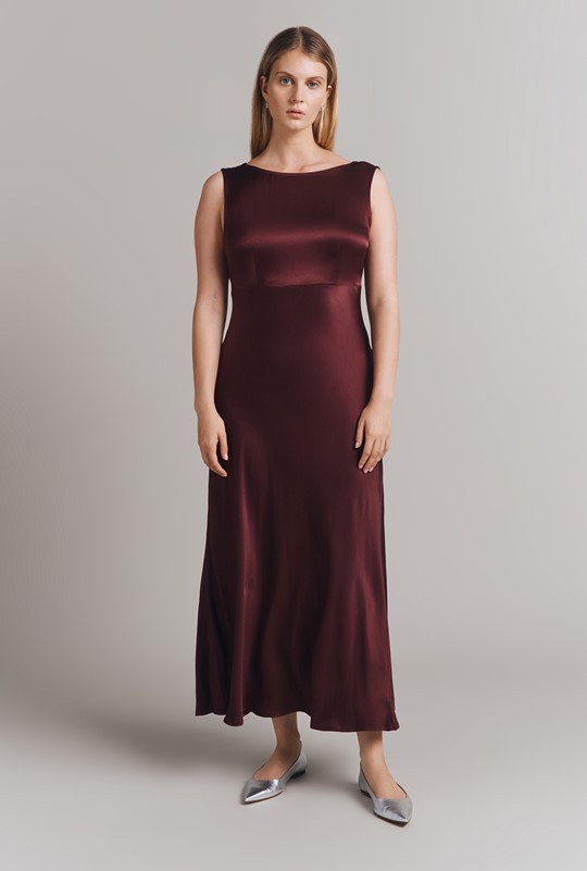 Aurelie Satin Midi Dress