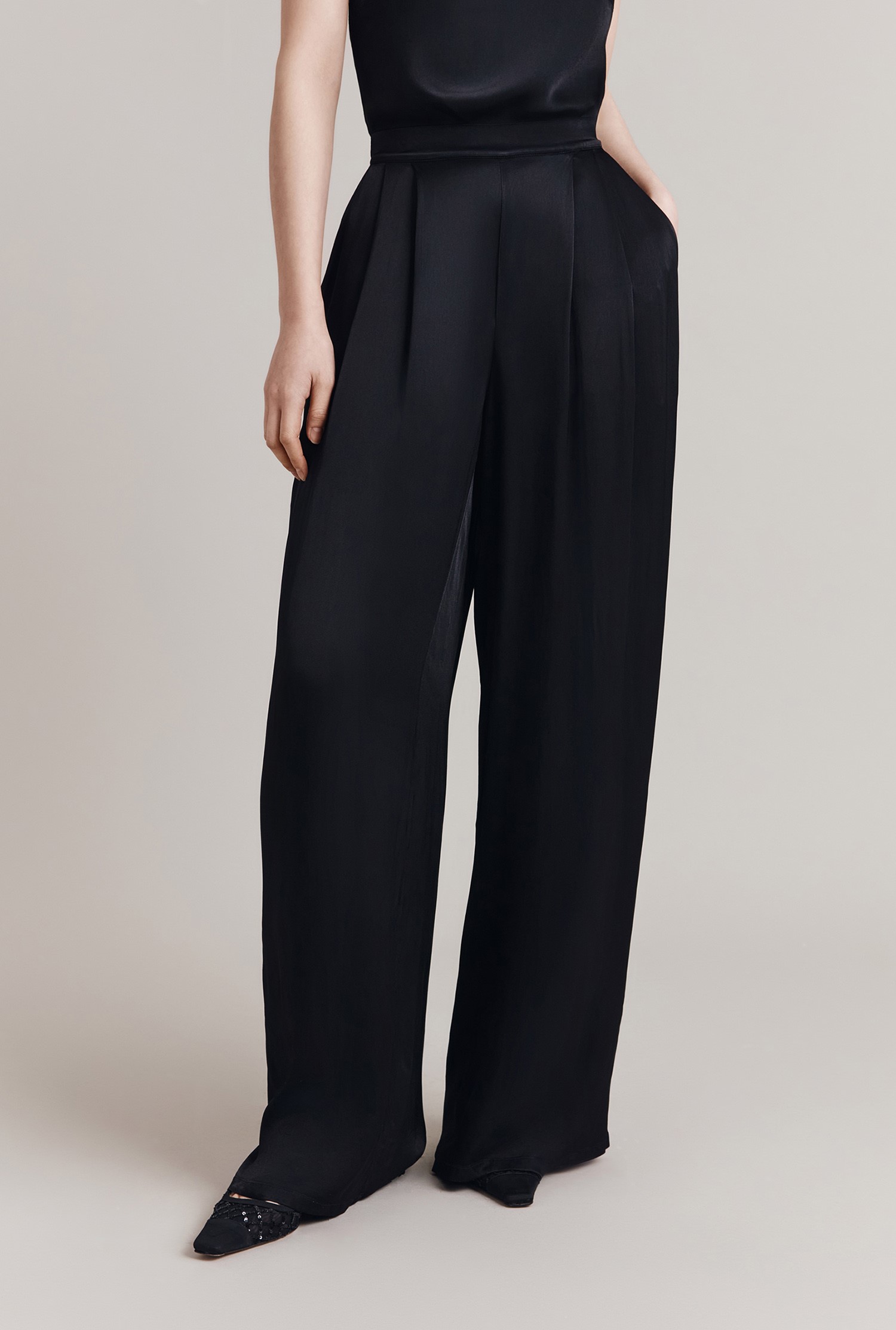 Celine Satin Wide Leg Trouser | Ghost London