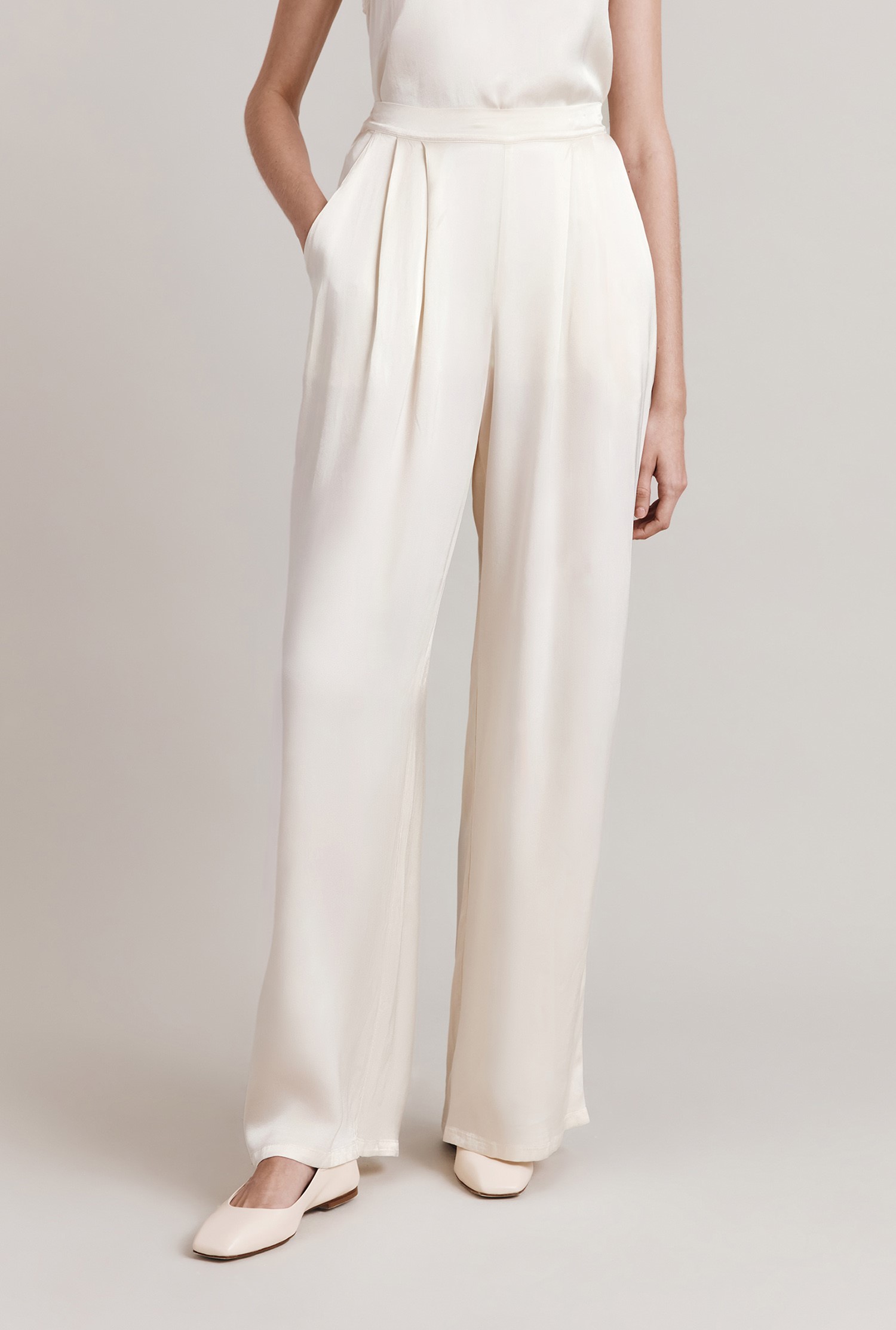 Celine Satin Wide Leg Trouser | Ghost London