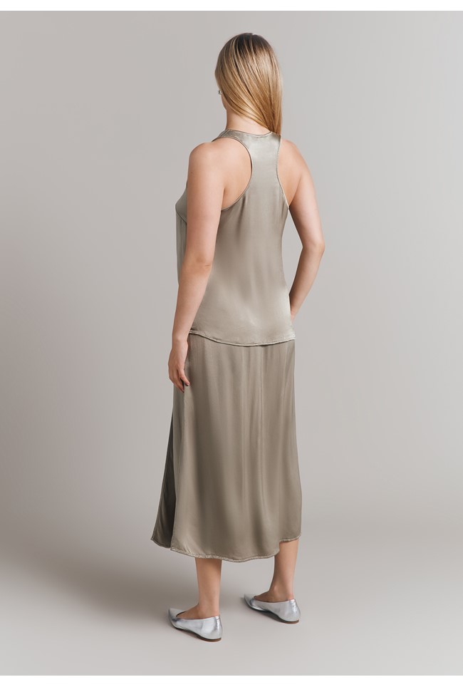 Aleya Satin Midi Slip Skirt