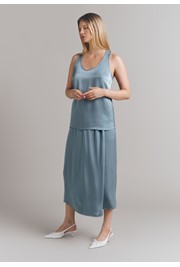 Aleya Satin Midi Slip Skirt