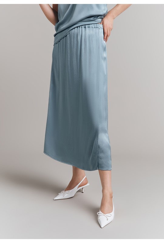 Aleya Satin Midi Slip Skirt