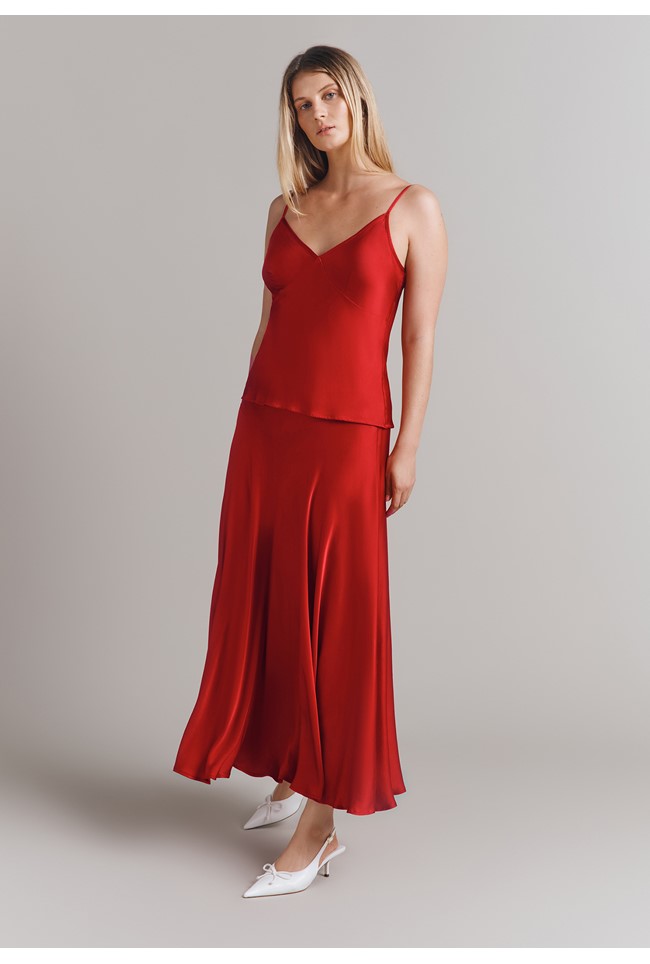 Diana Satin Midi Slip Skirt