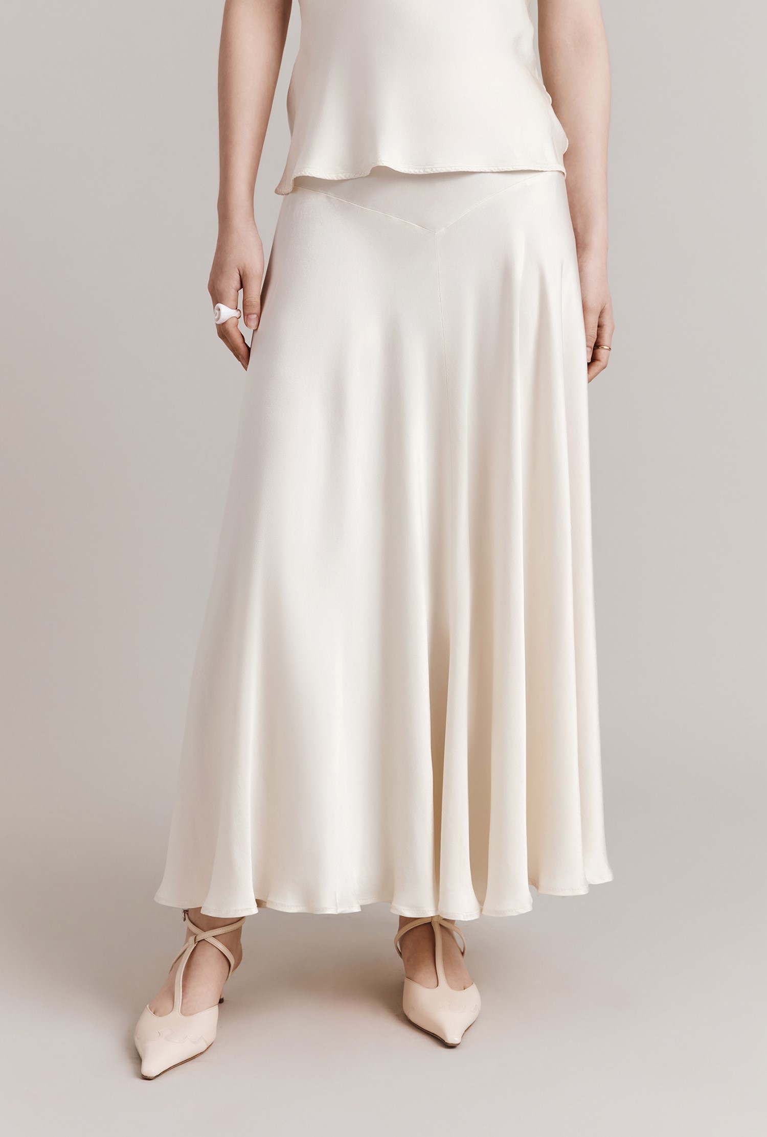 Diana Satin Midi Slip Skirt Ghost London