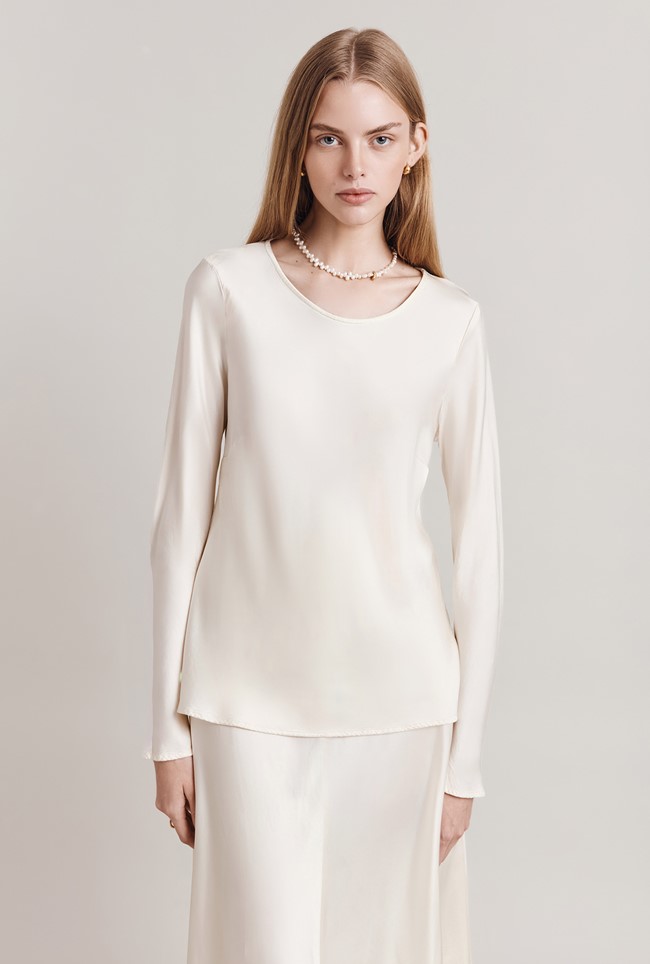 Alix Satin Long Sleeve Top