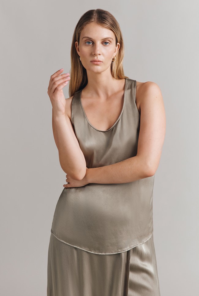 Sade Satin Sleeveless Top