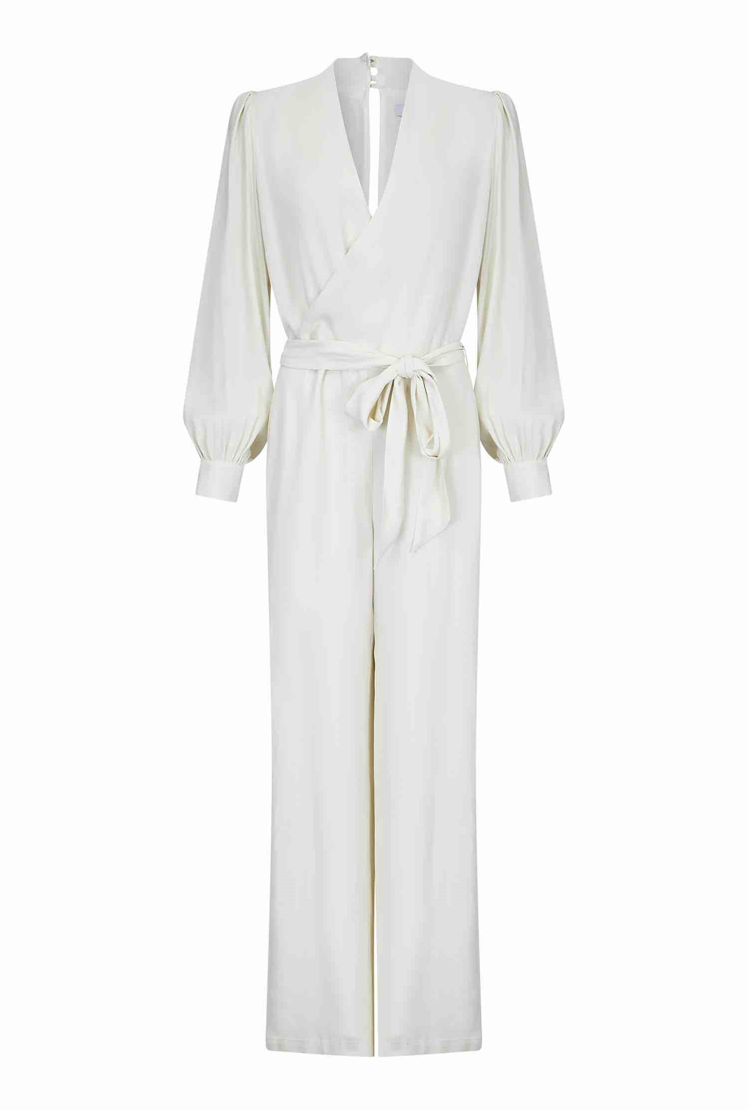 Olive Ivory Satin Back Crepe Wedding Jumpsuit | Ghost.co.uk