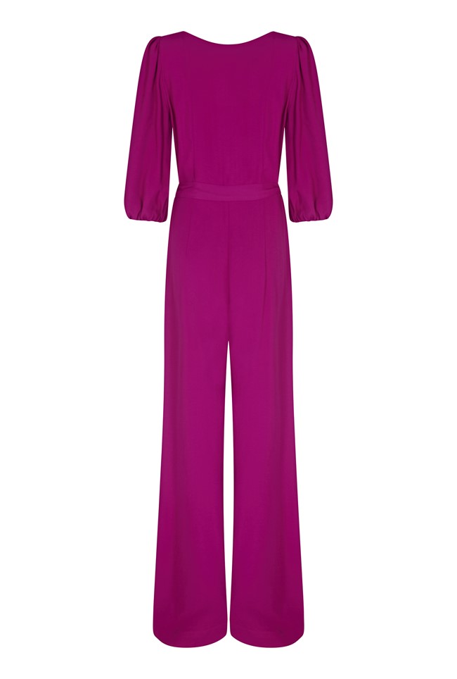 Satin Jumpsuit with 3/4 Sleeves in Pink | Ghost London