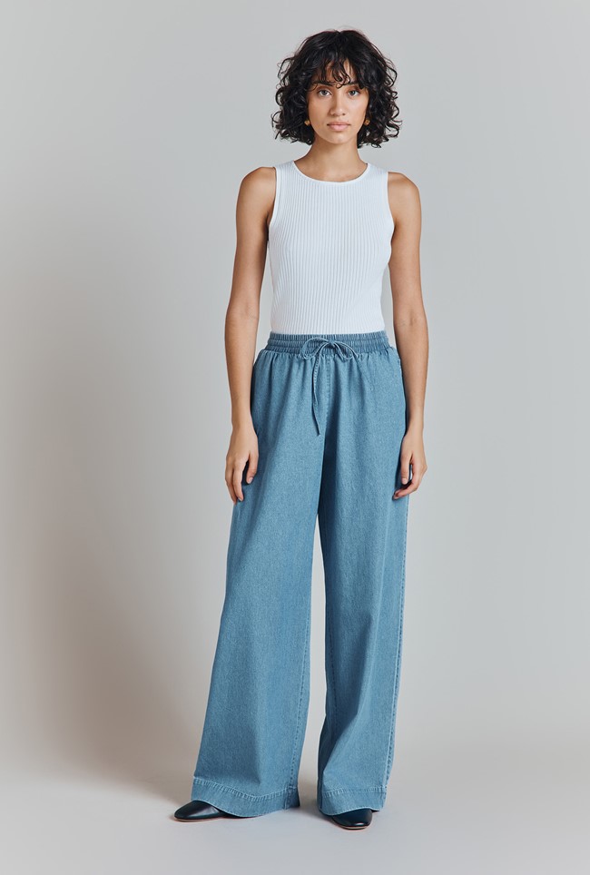 Edith Denim Elasticated Waist Trousers