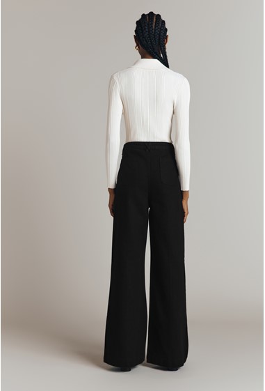 【PORTERNA】Ghost Oil Wide Jeans Astra Black Denim Wide Leg Jeans | Ghost London