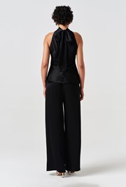 Andie Pleated Wide Leg Satin Trousers