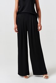 Andie Pleated Wide Leg Satin Trousers