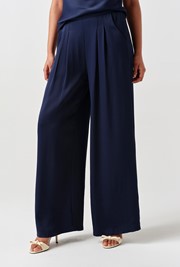 Andie Pleated Wide Leg Satin Trousers
