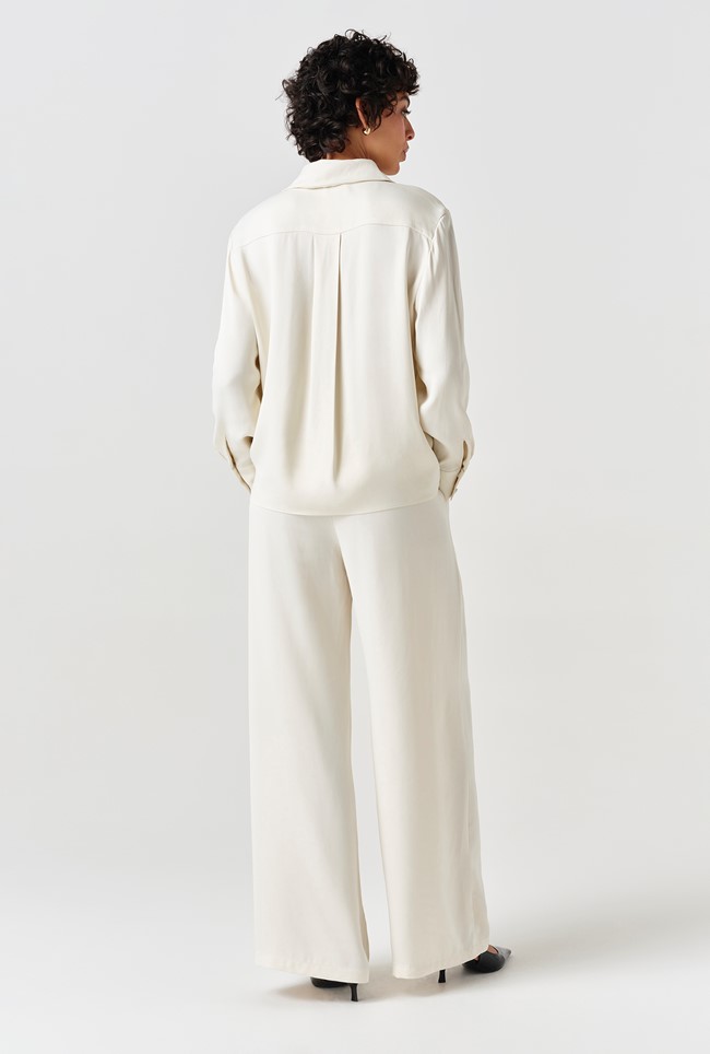 Andie Pleated Wide Leg Satin Trousers