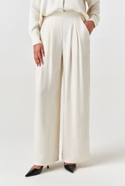 Andie Pleated Wide Leg Satin Trousers