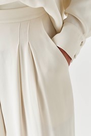 Andie Pleated Wide Leg Satin Trousers