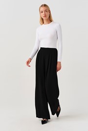 Andie Pleated Wide Leg Crepe Trousers