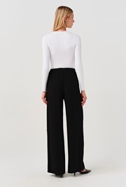Andie Pleated Wide Leg Crepe Trousers