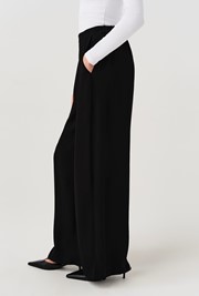 Andie Pleated Wide Leg Crepe Trousers