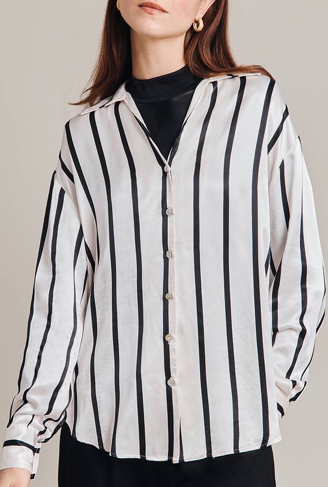 Amy Satin Long Sleeve Shirt