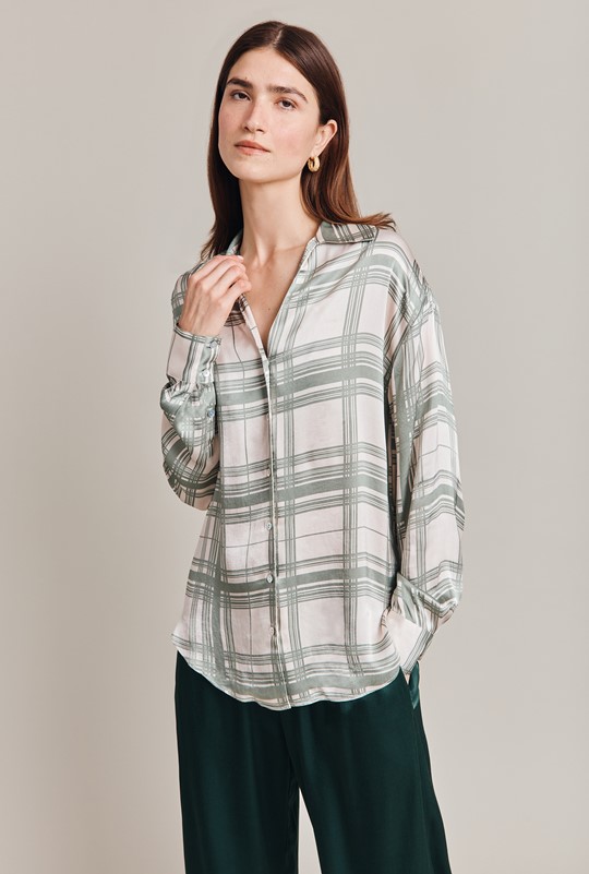 Amy Satin Long Sleeve Shirt