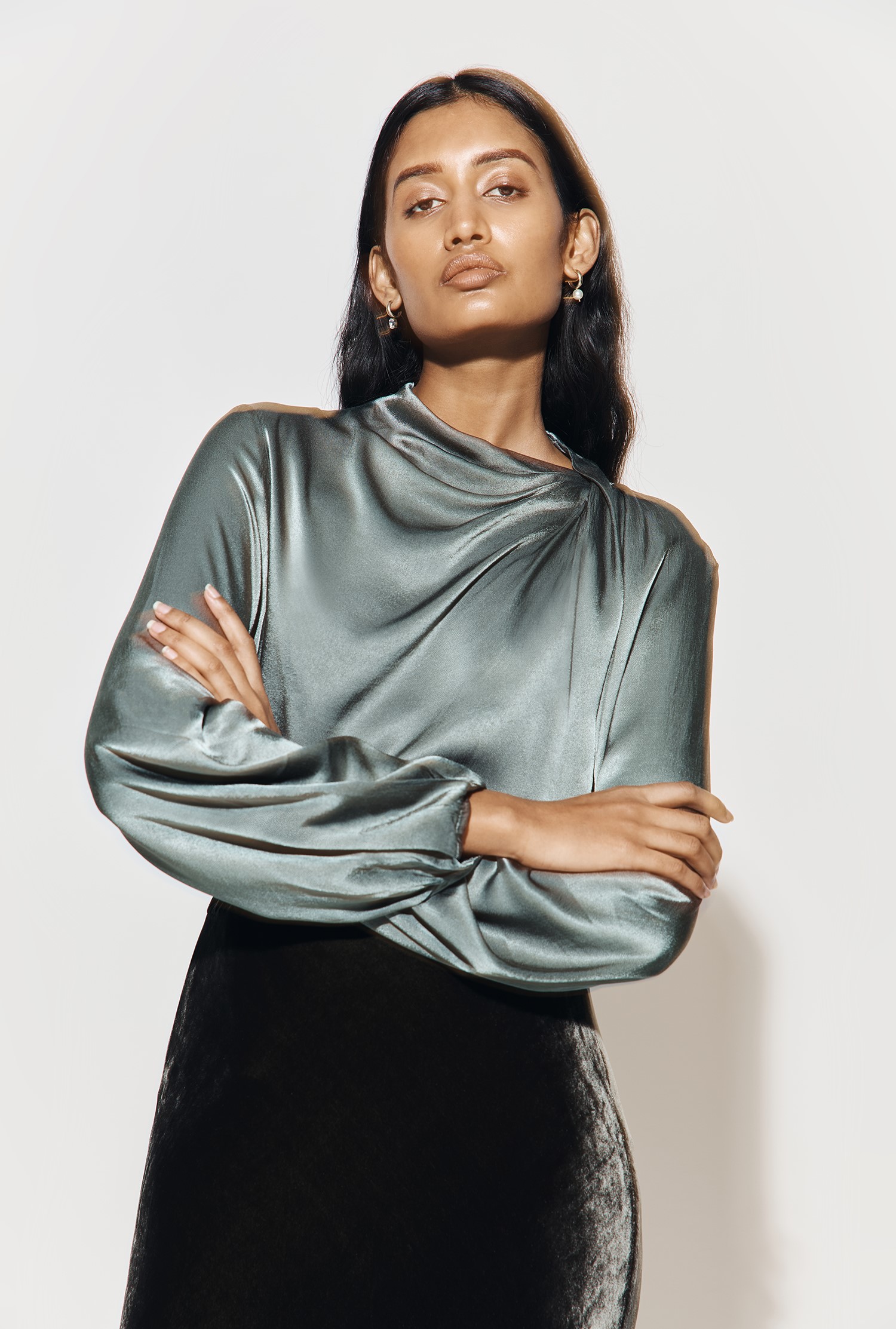 Turtleneck 2025 satin blouse