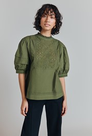 Lucie Cotton Appliqued Embroidered Blouse