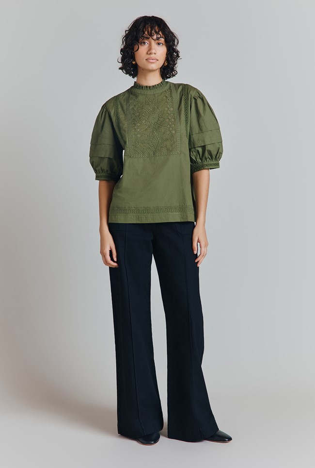 Lucie Cotton Appliqued Embroidered Blouse