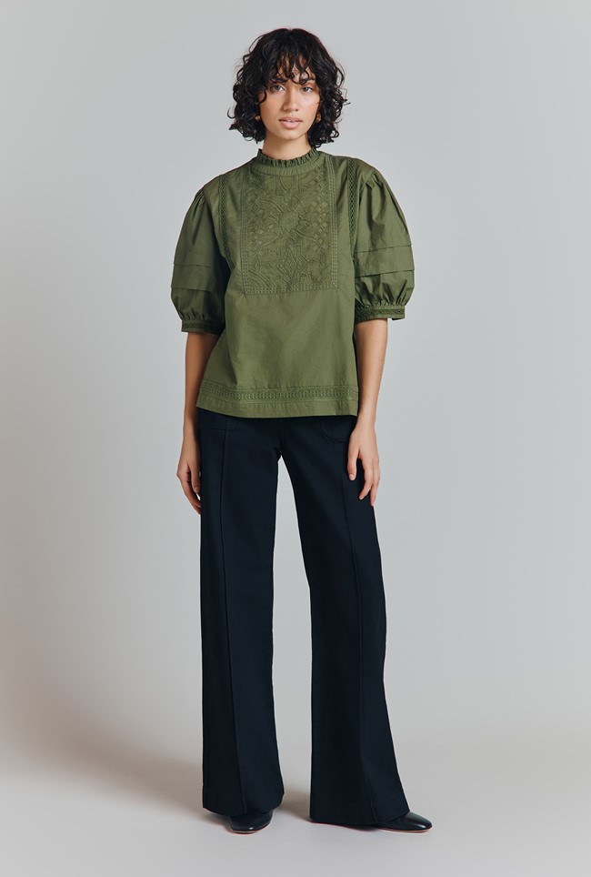 Lucie Cotton Appliqued Embroidered Blouse