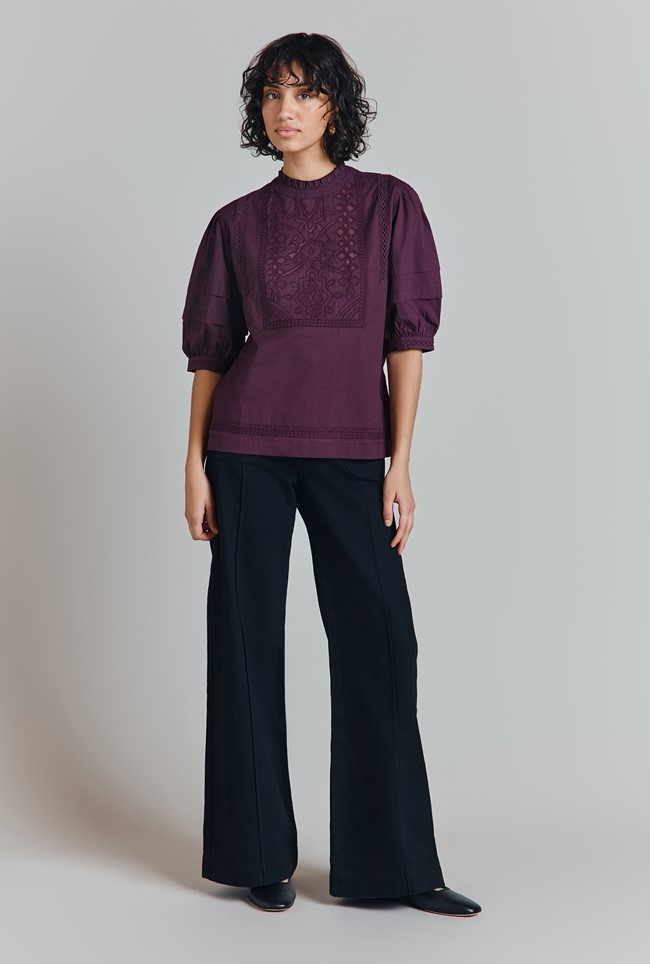 Lucie Cotton Appliqued Embroidered Blouse