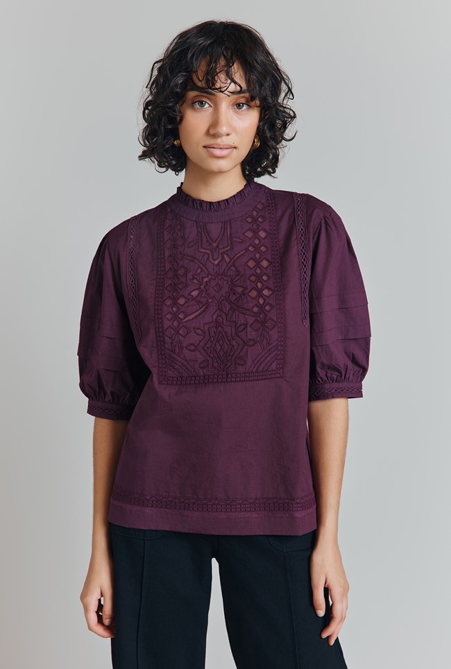 Lucie Cotton Appliqued Embroidered Blouse