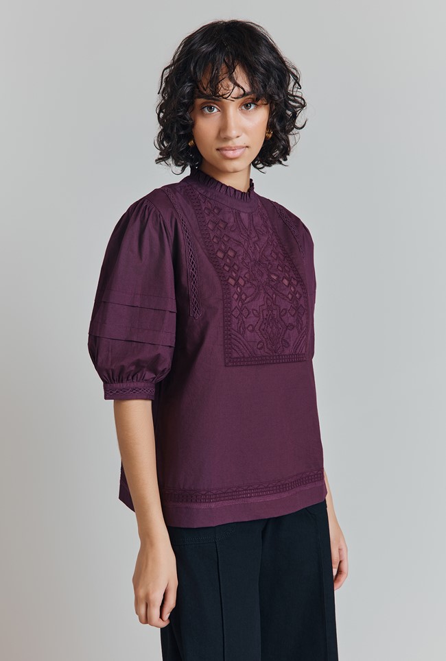 Lucie Cotton Appliqued Embroidered Blouse