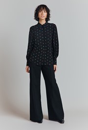 Alice  Embroidered Spot Crepe Blouse