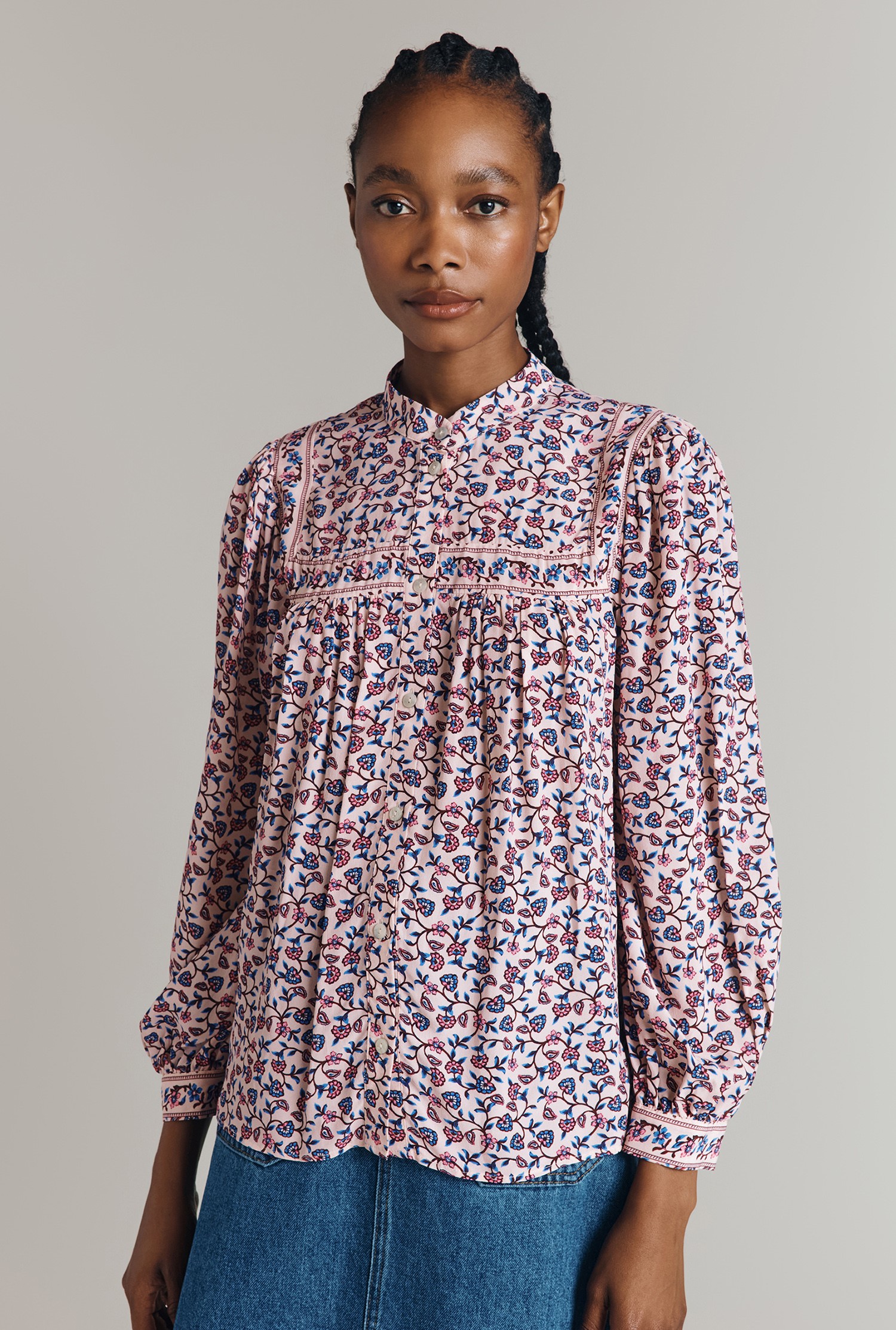 Cindy Pink Floral Button Up Blouse | Ghost London