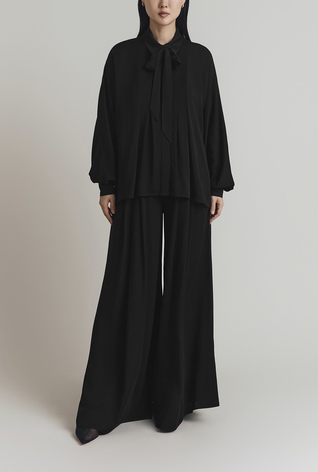 Margie Pussybow Tie Neck Blouse