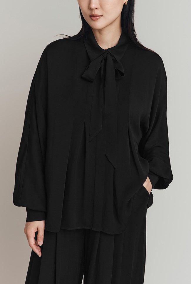 Margie Pussybow Tie Neck Blouse