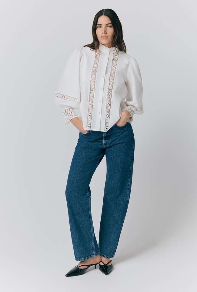 Kady Cotton Lace Trim Blouse