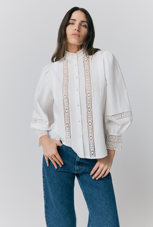 Kady Cotton Lace Trim Blouse