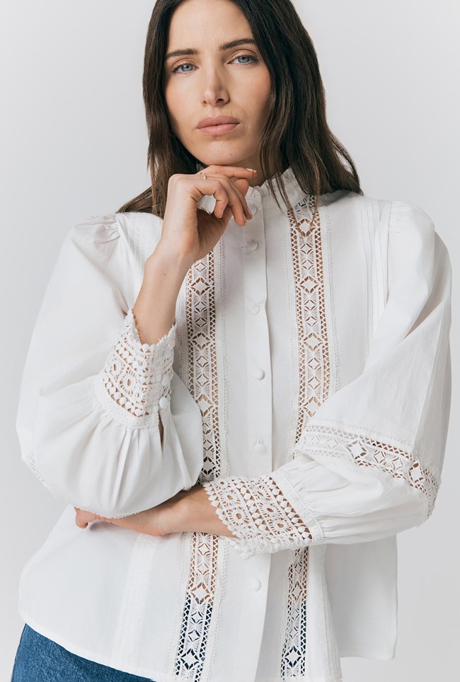 Kady Cotton Lace Trim Blouse