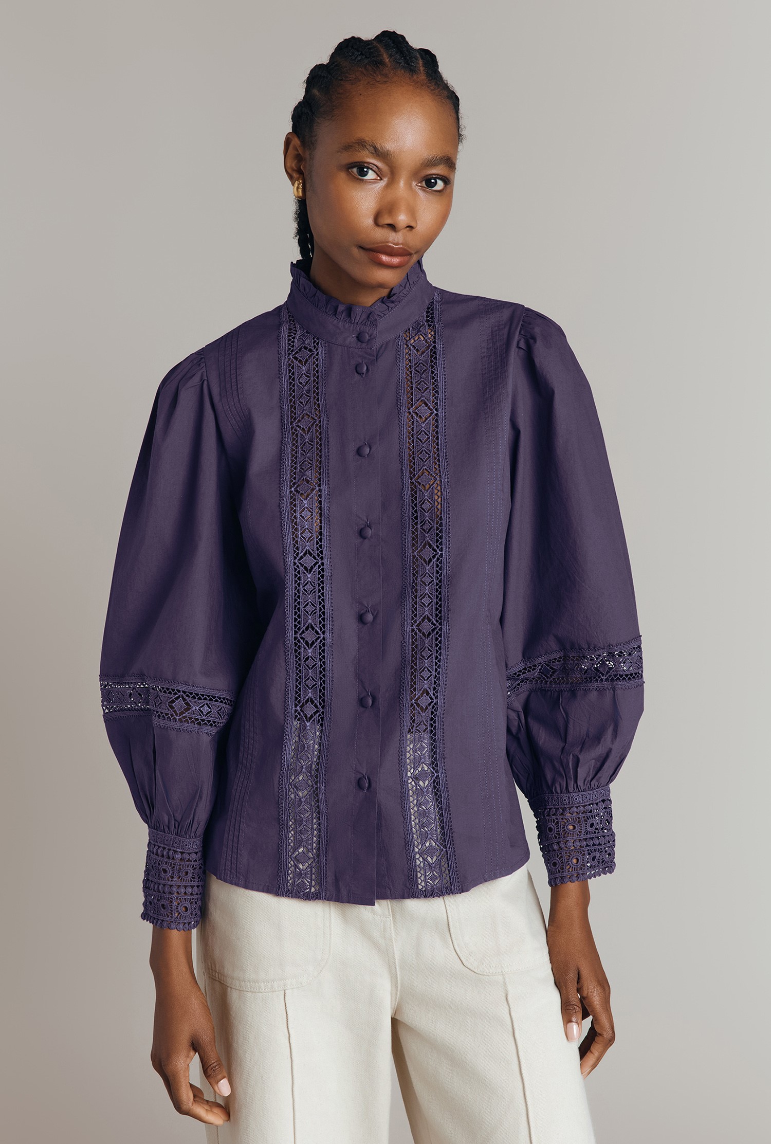 新品♡ herlipto Lace Trimming Cotton Blouse Lace Trimming Cotton Blouse