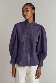 Kady Cotton Lace Trim Blouse