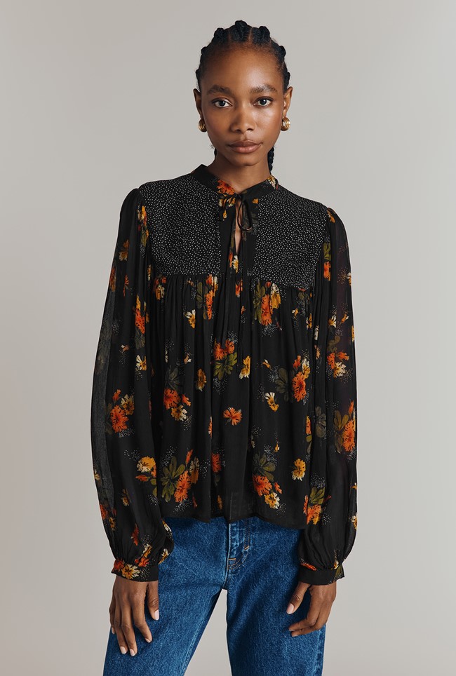 Jennifer Floral Print Mix Georgette Blouse