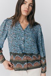 Lana Border Print Button Through Blouse 